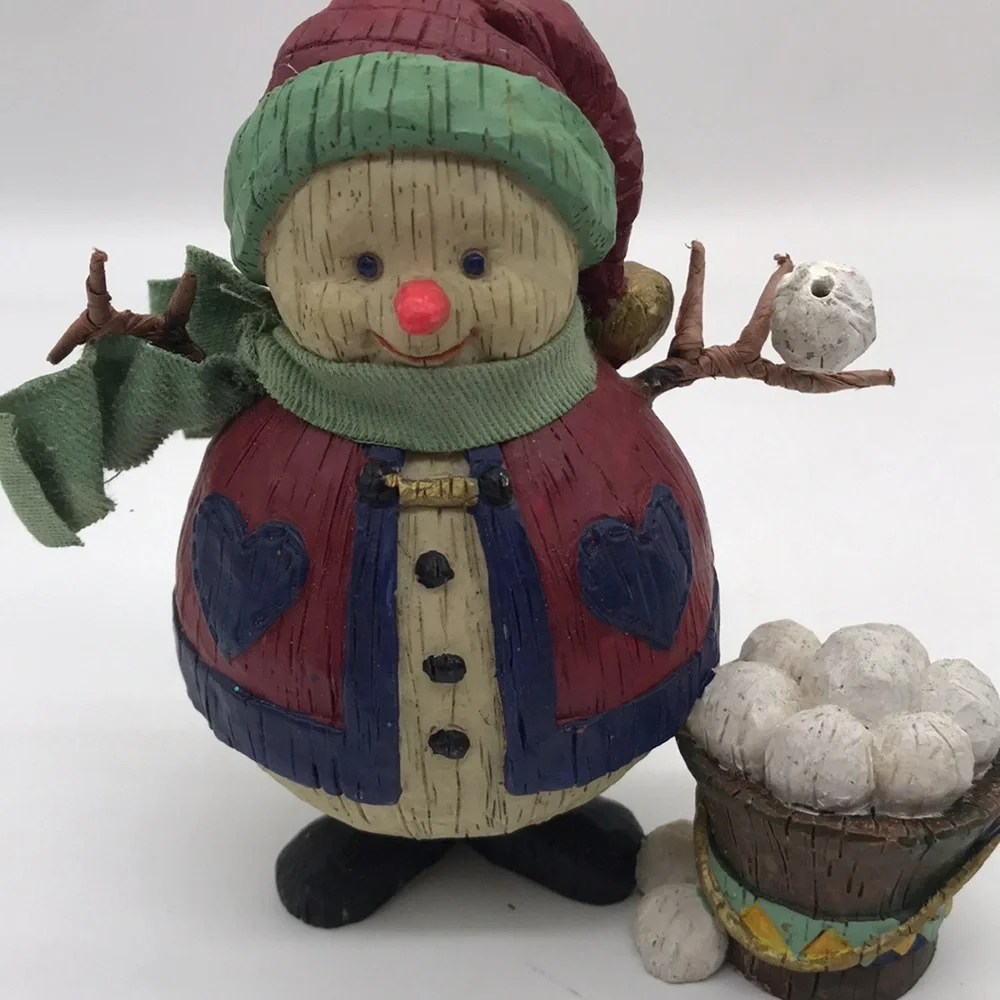 Vintage K. Killip for DEMdaco Snowman with Bucket of Snowballs Figurine (1999) - Picture 7 of 7